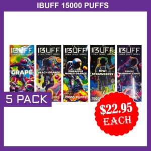 IBUFF SHISHA 15000 PUFFS – 5 PACK