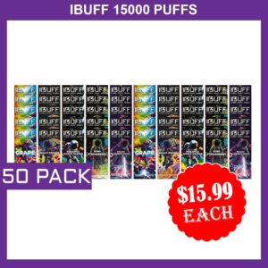 IBUFF SHISHA 15000 PUFFS – 50 PACK